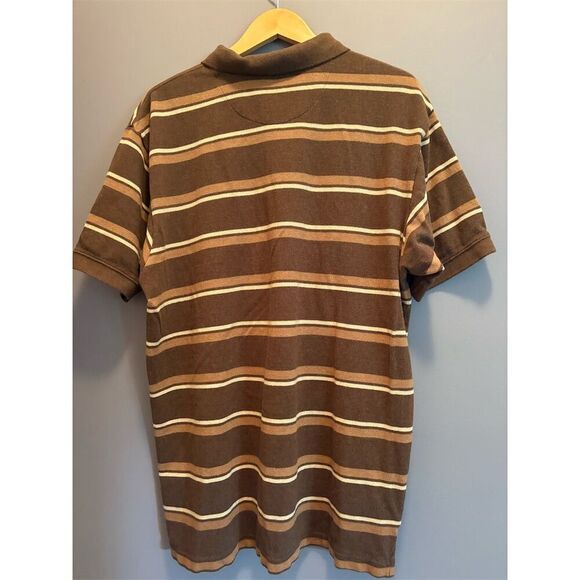 GAP Men's 2XL Brown Striped Short Sleeve Polo Shirt Casual - Picture 5 of 9